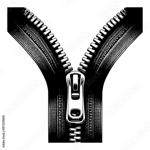 Zip and Unzip: A close-up view of a zipper in action, showcasing its intricate metal teeth and the effortless slide of the slider, a symbol of connection and separation.