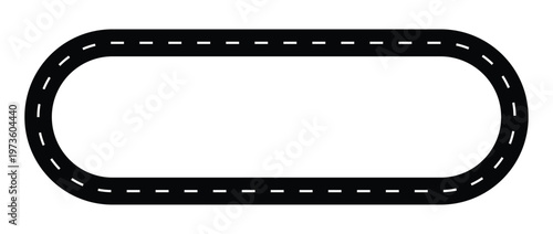 Set of circle Wavy winding curves roads and horizontal path. Top view of race track and highway. Flat vector illustration isolated on white background,