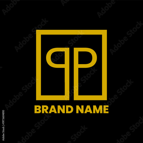 PP letter logo with square