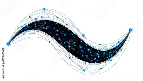 Abstract digital network visualization representing data flow and technological connectivity in a dynamic, organic form