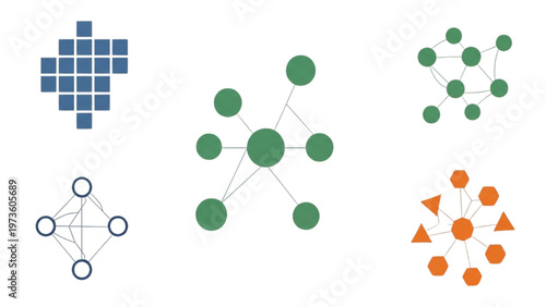 Abstract Network Diagrams Visualizing Interconnected Data Structures and Complex Systems for Technological Analysis