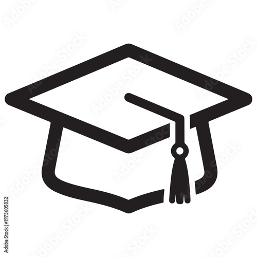 Minimalist Graduation Cap Outline Icon with Tassel