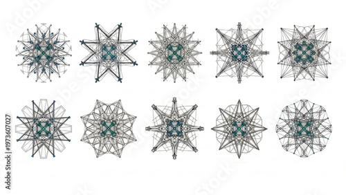 Collection of Intricate Geometric Starburst Patterns for Digital Design and Creative Projects