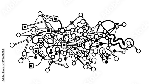 Abstract network illustration representing connections and data flow through a complex web of nodes