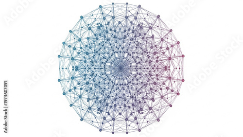 Abstract geometric network structure with interconnected nodes in a circular pattern