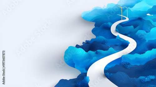 Circular Sustainability Journey with Looping Path, ESG and Circular Economy Business Concept with Copy Space