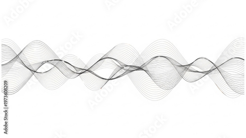Modern abstract graphic featuring flowing wave patterns, symbolizing sound, frequency, and digital communication