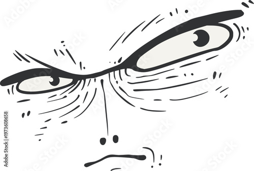 vector illustration of a creative angry face, cartoon style, showing frustration and annoyance with bold lines, expressive features, playful yet dramatic design, perfect for emotive character artwork 