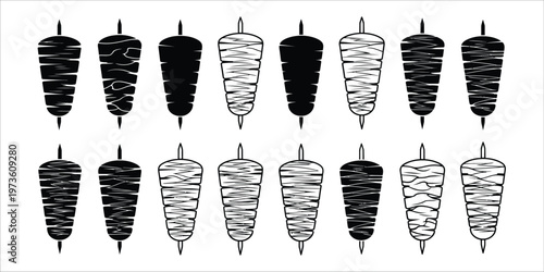 Collection of hand drawn feather illustrations in black and white