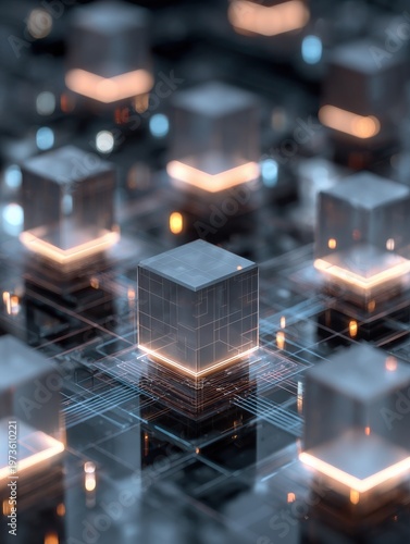 microservices architecture diagram with a blured technology background