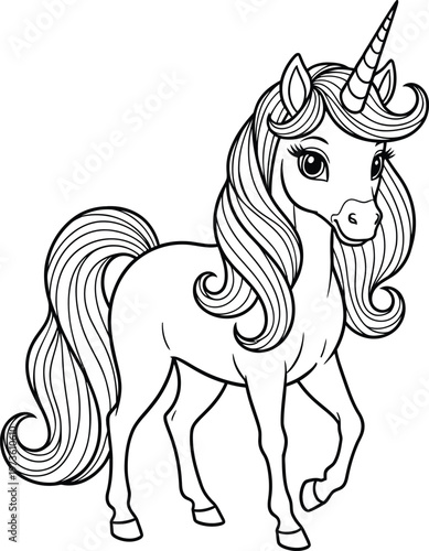 Elegant unicorn sketch a whimsical black and white illustration