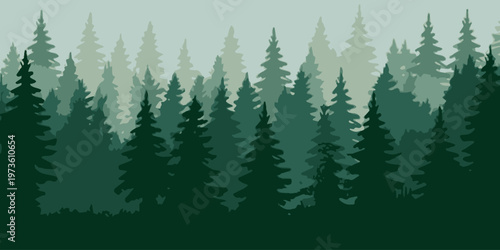 Conifer landscape for packaging and posters