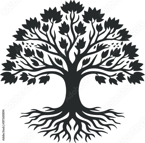 Tree with roots for ecosystem and habitat