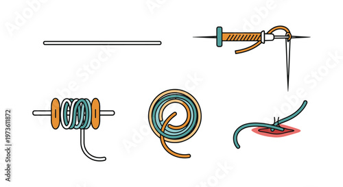 Suture Thread Line art vector modern abstract pattern
