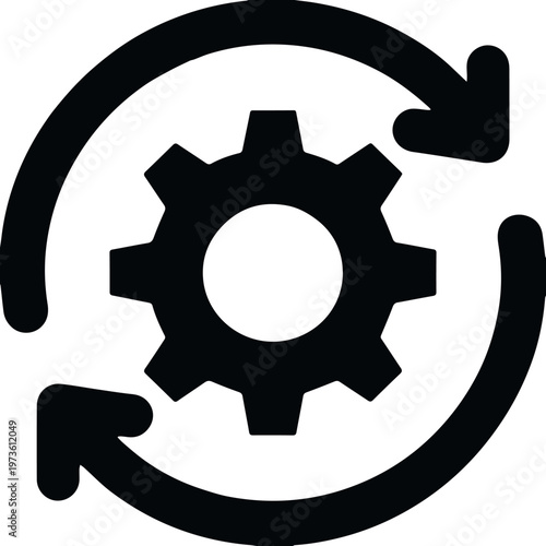 Cogwheel with arrows synchronization symbol
