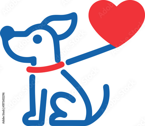 Dog holding heart for pet adoption campaign