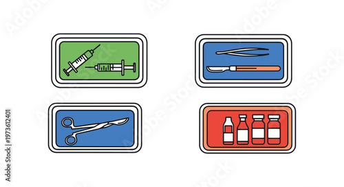 Sterilization Tray Line art minimal colorful pattern illustration