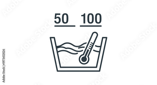 laundry symbol showing recommended washing temperature of 50 and 100 degrees for proper textile care and garment washing instructions