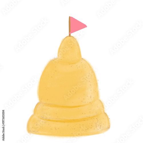 Minimal pastel sand chedi with pink flag