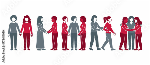 Diverse Women Holding Hands Together - Multicultural Female Community Standing in Unity and Solidarity for Empowerment, Inclusion, and Global Sisterhood