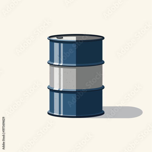 oil barrel an industrial fuel container for crude oil and energy storage standing upright with a shadow symbolizing global supply.