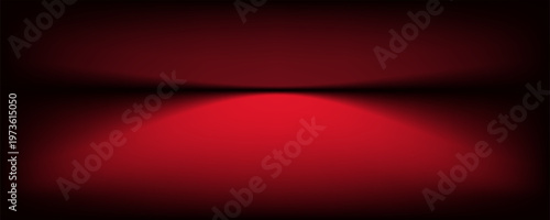 Red studio background. Abstract limbo podium studio room. Dark red gradient wall floor and spotlight scene. Showcase, promotion display. Vector stage mockup illustration