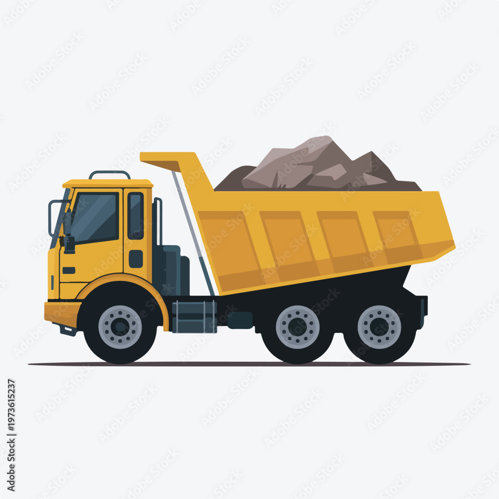 Naklejka premium Yellow Dump Truck with Gravel