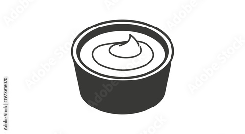 a small cup of sauce dip and condiment for food ideal for restaurant menus and cooking concepts