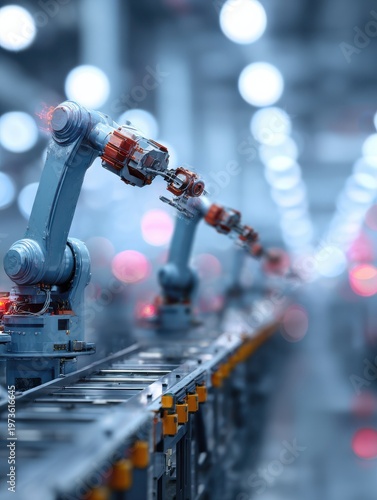 smart factory automation system with a blured technology background