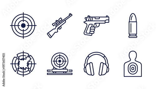 Collection of shooting and gun icons.