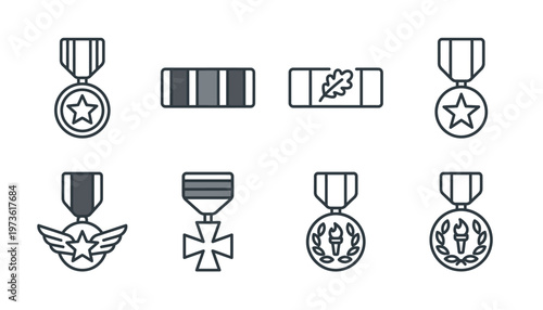 Collection of military medals and awards.