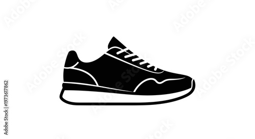 Black and white athletic shoe icon for sports and fitness.