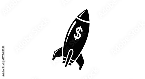 Black and white rocket ship icon 1.