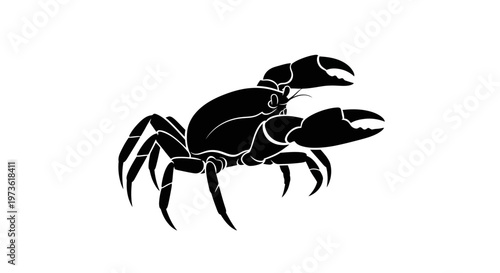 Black Crab Silhouette Side View.