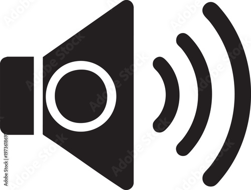 Sound wave, speaker icon, audio signal, black vector graphics