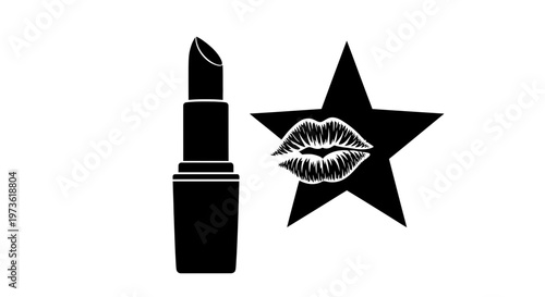 Black lipstick and star makeup icon.