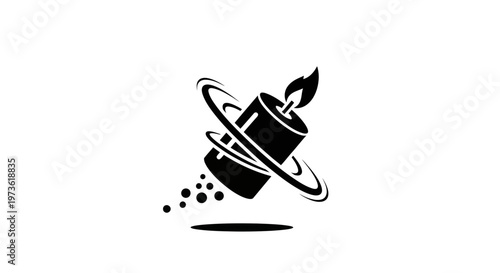 Black matchstick on fire spinning.