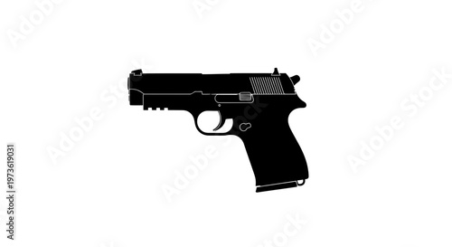 Black pistol handgun firearm weapon gun.