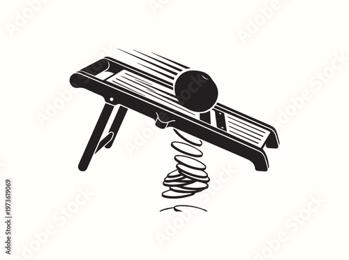 Vegetable slicer silhouette with fast sliding motion and falling pieces