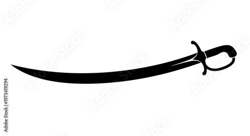 Black Silhouette of a Curved Scimitar Sword.