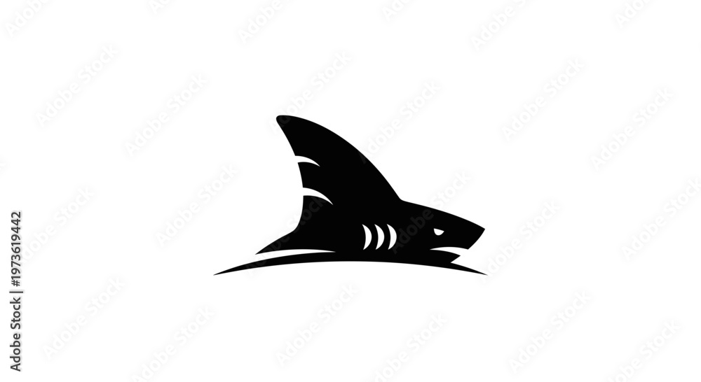 Fototapeta premium Black silhouette of a flying fish.