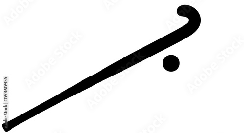 Black silhouette of a hockey stick and ball on a white background.