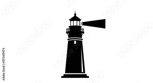 Black silhouette of a lighthouse tower.