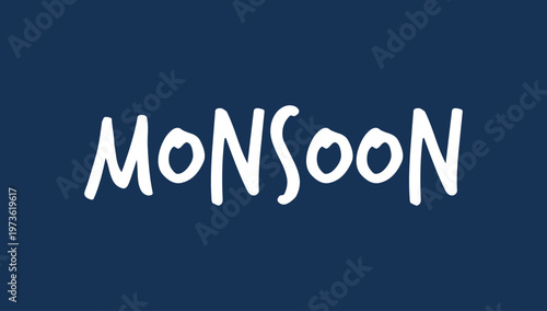 Monsoon text typography vector illustration design element for seasonal weather branding rain concept and climate communication design