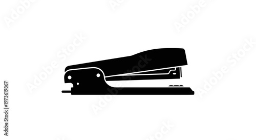 Black Stapler Silhouette on White Background.