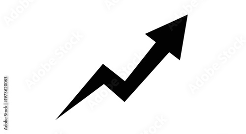 Black Zigzag Arrow Pointing Upward Indicating Growth and Progress.