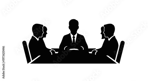 Businessmen sitting at a meeting table.
