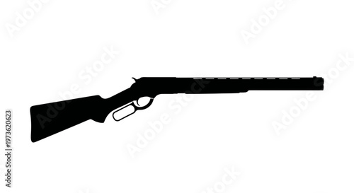 Classic Lever Action Rifle Silhouette on White Background.