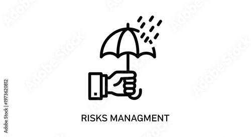 risk management and business protection concept with a hand holding an umbrella symbolizing financial security and insurance.