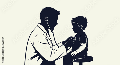 Doctor examining a young boy.